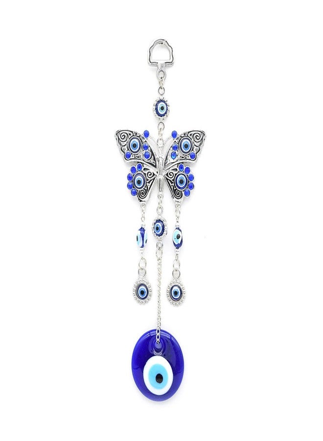 Persofine Blue Evil Eye Hanging Decoration Nazar Amulet Wall Hanging Home Protection and Blessing Decor (Butterfly-A) - Image 1